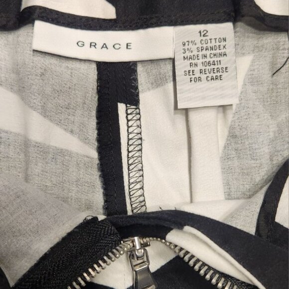Grace Black White Pants - Size 12 - Picture 3 of 4